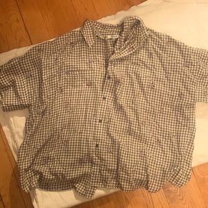 Madewell gingham and embroidery button up shirt